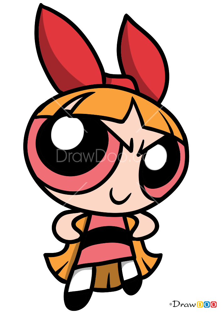 How To Draw Blossom From The Powerpuff Girls 8 Steps